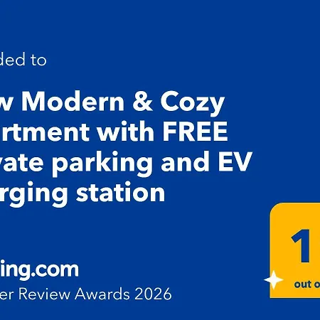 Apartment New Modern & Cozy With Free Private Parking And Ev Charging Station